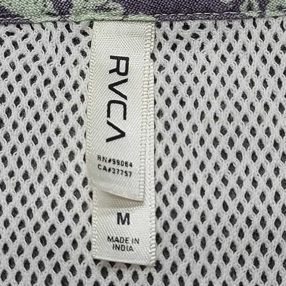 RVCA Dress Womens Medium Purple Green Striped‎ Mesh Tank Button Down Boho India
